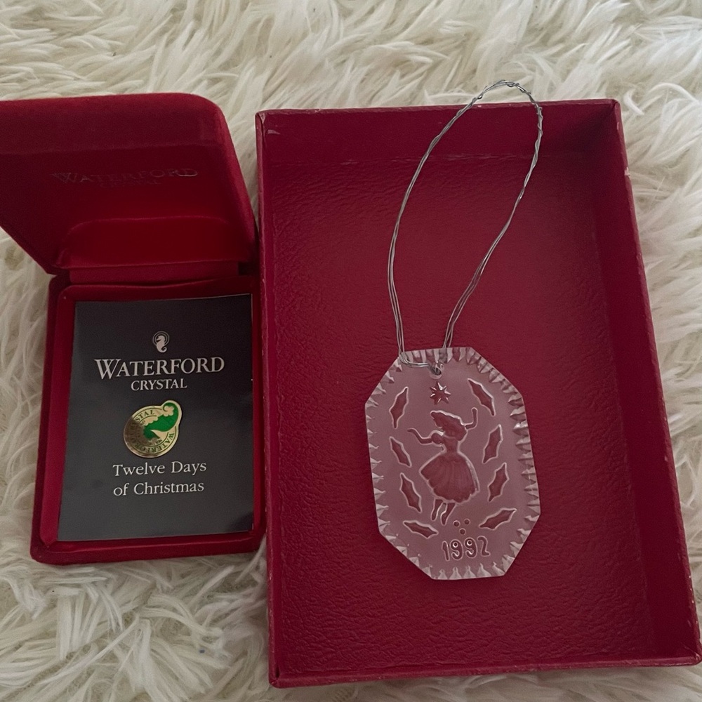 12 Days of Christmas Waterford Crystal 1992 Holiday Ornament in Red Box